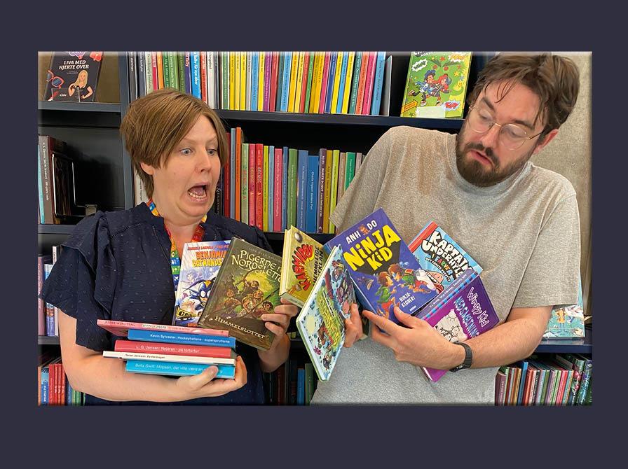 Mette og Linus, der taber bøgerne i ren begejstring! 